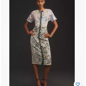 Anthropologie In Earnest by Byron Lars Sequin Brocade Midi Dress Size 6